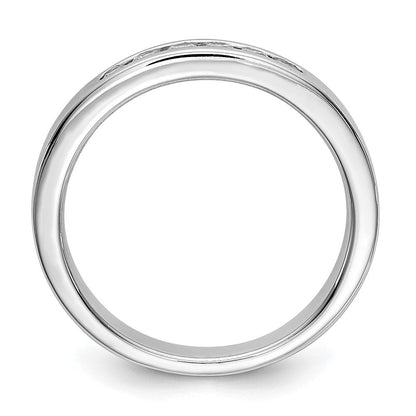 14K Weißgold Ring mit 6 echten Diamanten in Kanalfassung