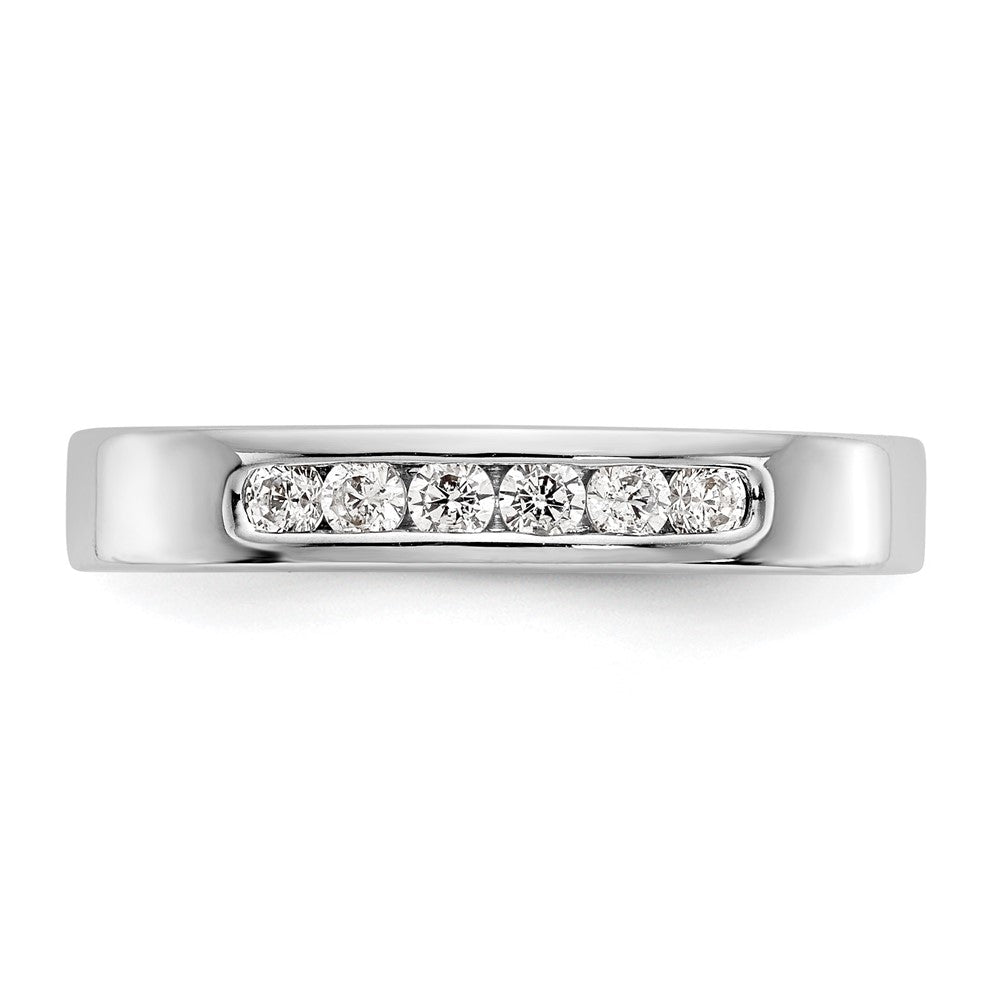 14K Weißgold Ehering mit 6 Diamanten in Kanalfassung