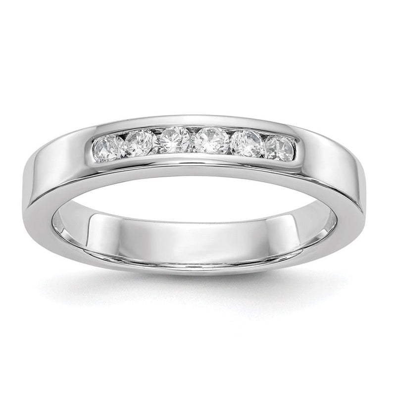 14K Weißgold Ehering mit 6 Diamanten in Kanalfassung