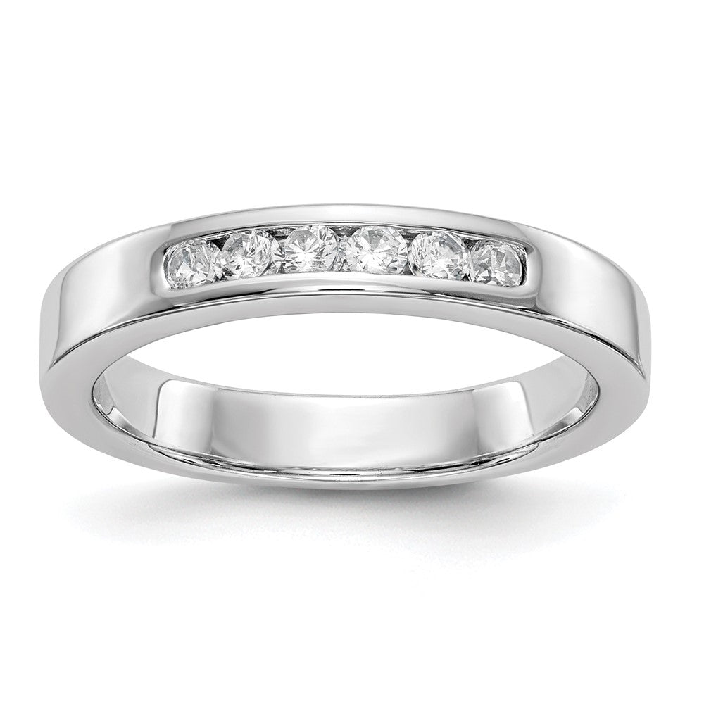 14K Weißgold Ring mit 6 echten Diamanten in Kanalfassung