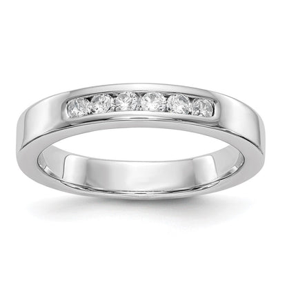 14K Weißgold Ring mit 6 echten Diamanten in Kanalfassung