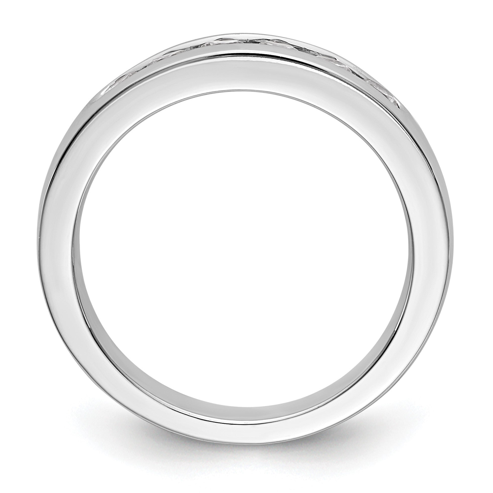 14K Weißgold Ehering mit 6 Diamanten in Kanalfassung