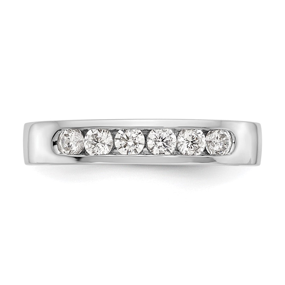14K Weißgold Ehering mit 6 natürlichen Diamanten in Kanalfassung