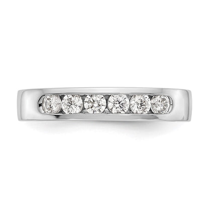 14K Weißgold Ehering mit 6 natürlichen Diamanten in Kanalfassung