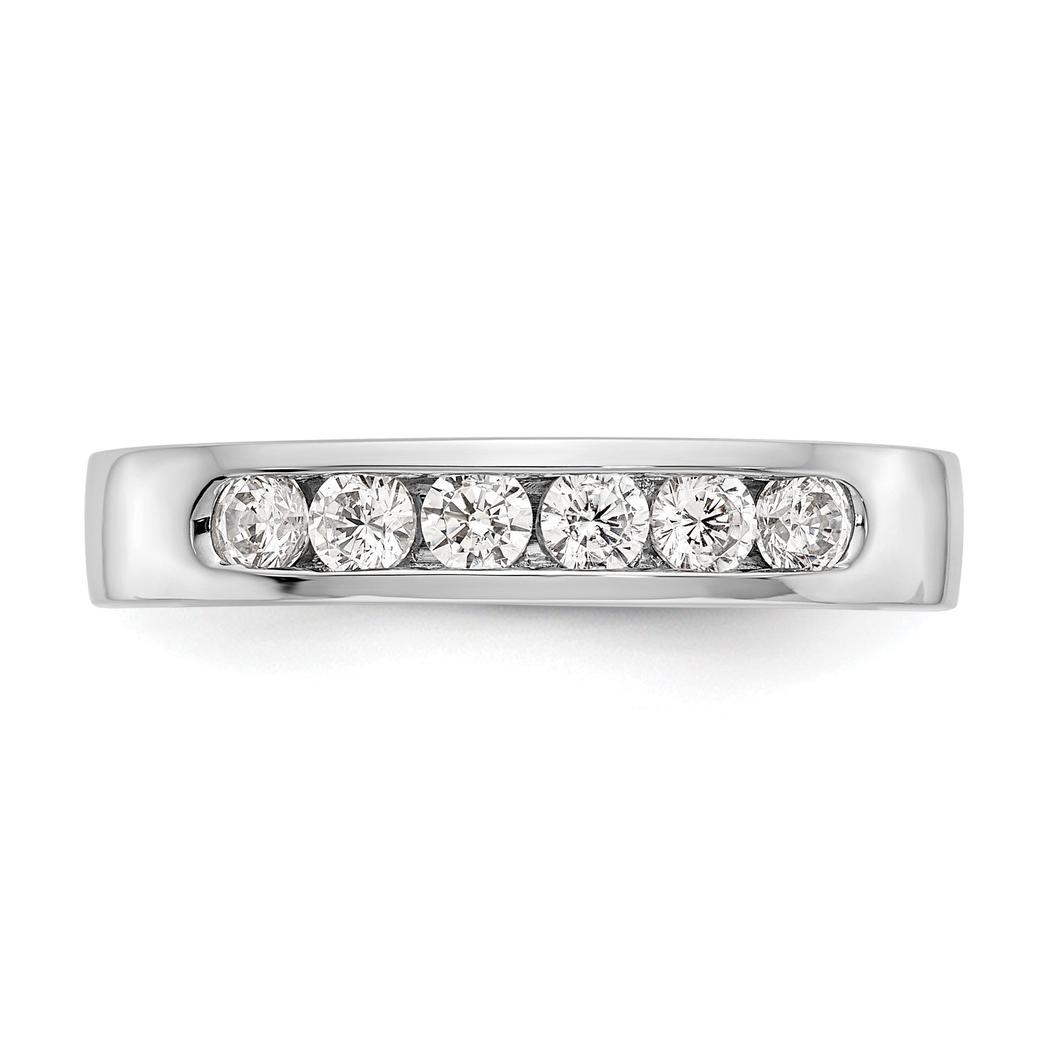 14K Weißgold Ehering mit 6 Diamanten in Kanalfassung