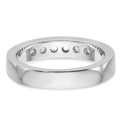 14K Weißgold Ehering mit 6 natürlichen Diamanten in Kanalfassung