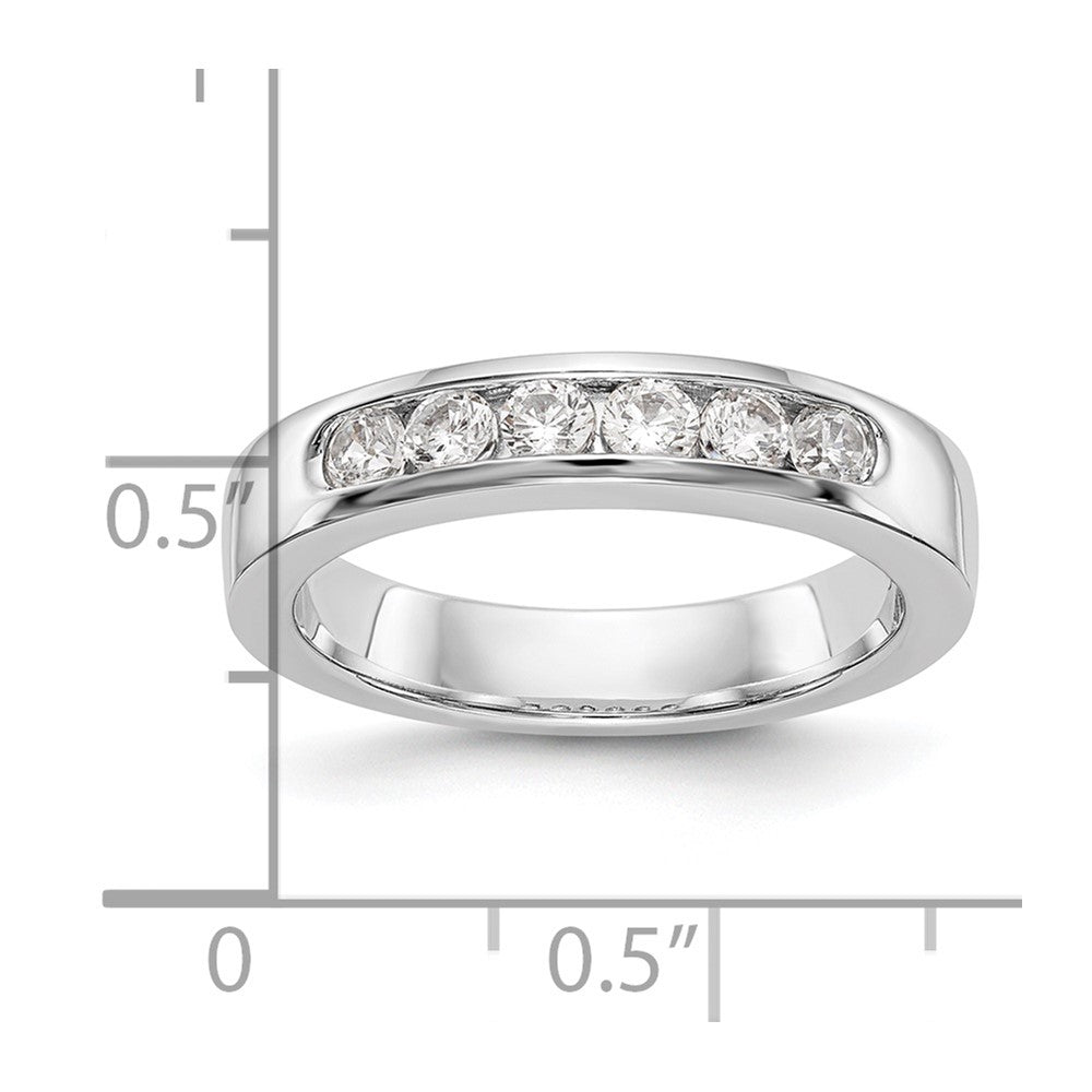 14K Weißgold 6 Stein 1/2 Karat Rund Diamant Komplett Kanalfassung Ring