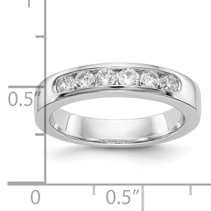 14K Weißgold Ehering mit 6 Diamanten in Kanalfassung