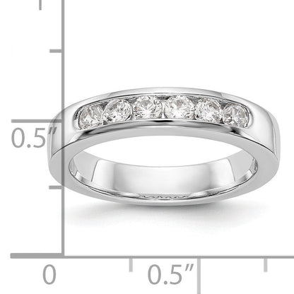 14K Weißgold Ehering mit 6 Diamanten in Kanalfassung