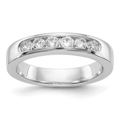 14K Weißgold 6 Stein Diamant Kanalfassung Ring
