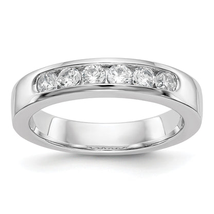 14K Weißgold Ehering mit 6 Diamanten in Kanalfassung