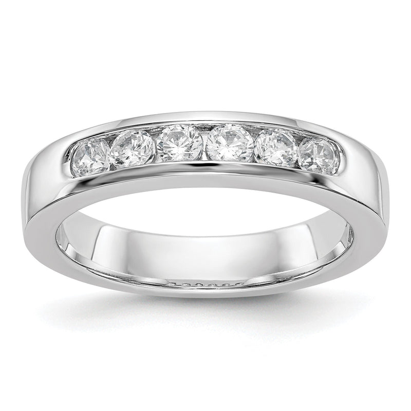 14K Weißgold Ehering mit 6 Diamanten in Kanalfassung