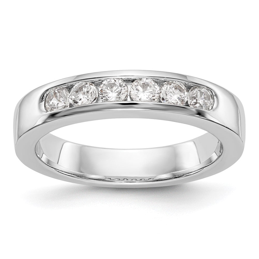 14K Weißgold Ehering mit 6 natürlichen Diamanten in Kanalfassung