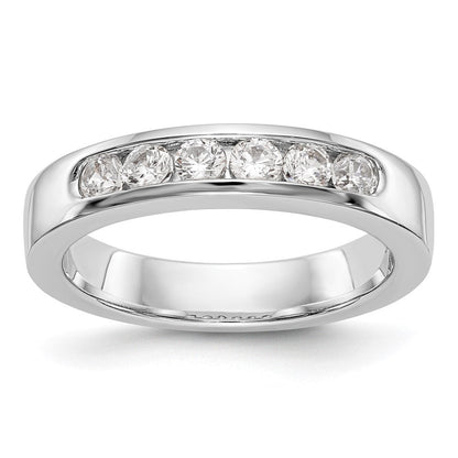 14K Weißgold Ehering mit 6 natürlichen Diamanten in Kanalfassung