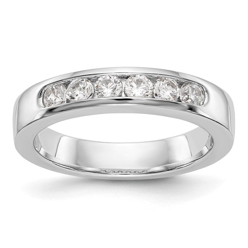 14K Weißgold Ehering mit 6 natürlichen Diamanten in Kanalfassung