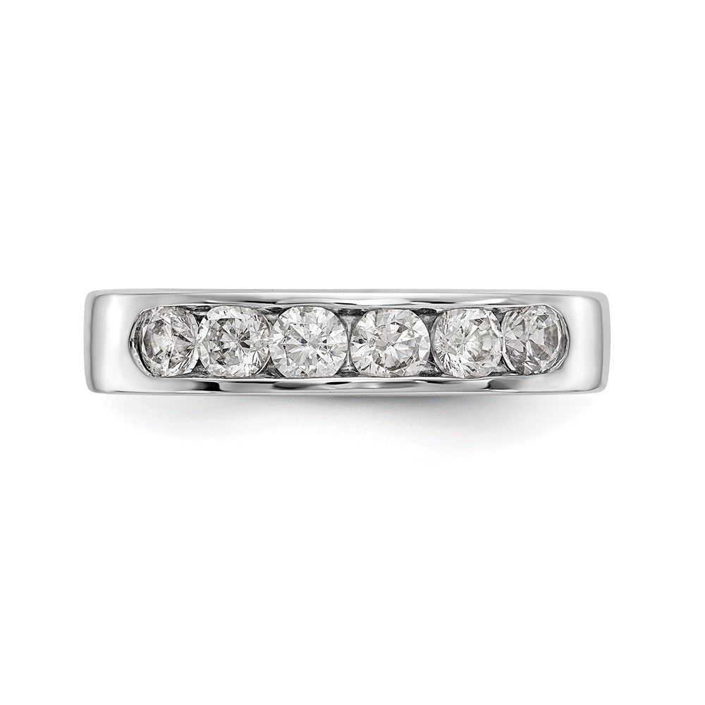 14K Weißgold Ehering mit 6 Diamanten in Kanalfassung