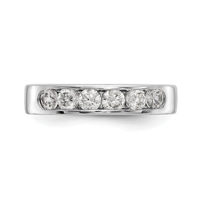 14K Weißgold Ring mit 7 echten Diamanten
