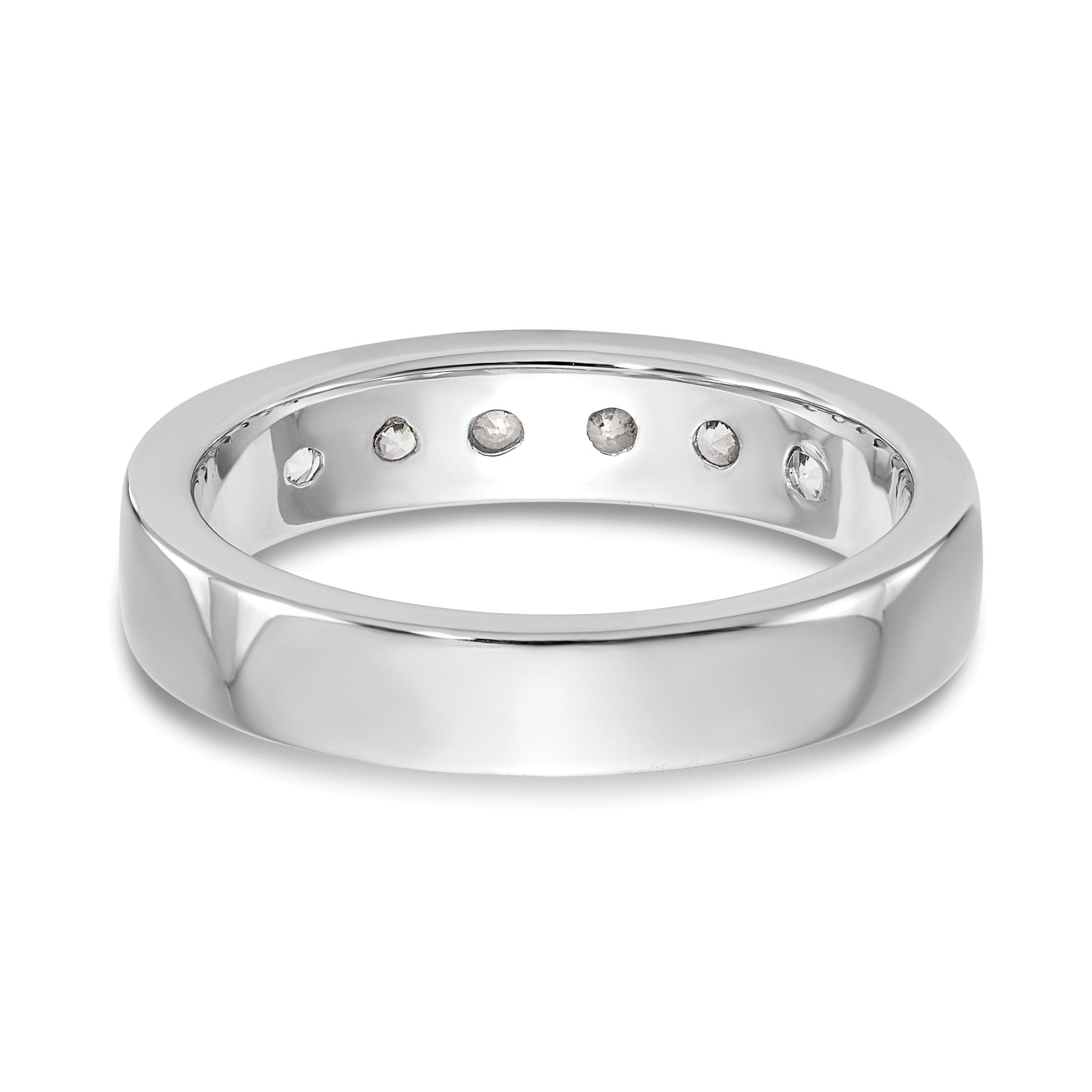 14K Weißgold Ring mit 7 echten Diamanten