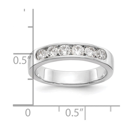 14K Weißgold Ehering mit 6 Diamanten in Kanalfassung