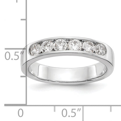 14K Weißgold Ring mit 7 echten Diamanten