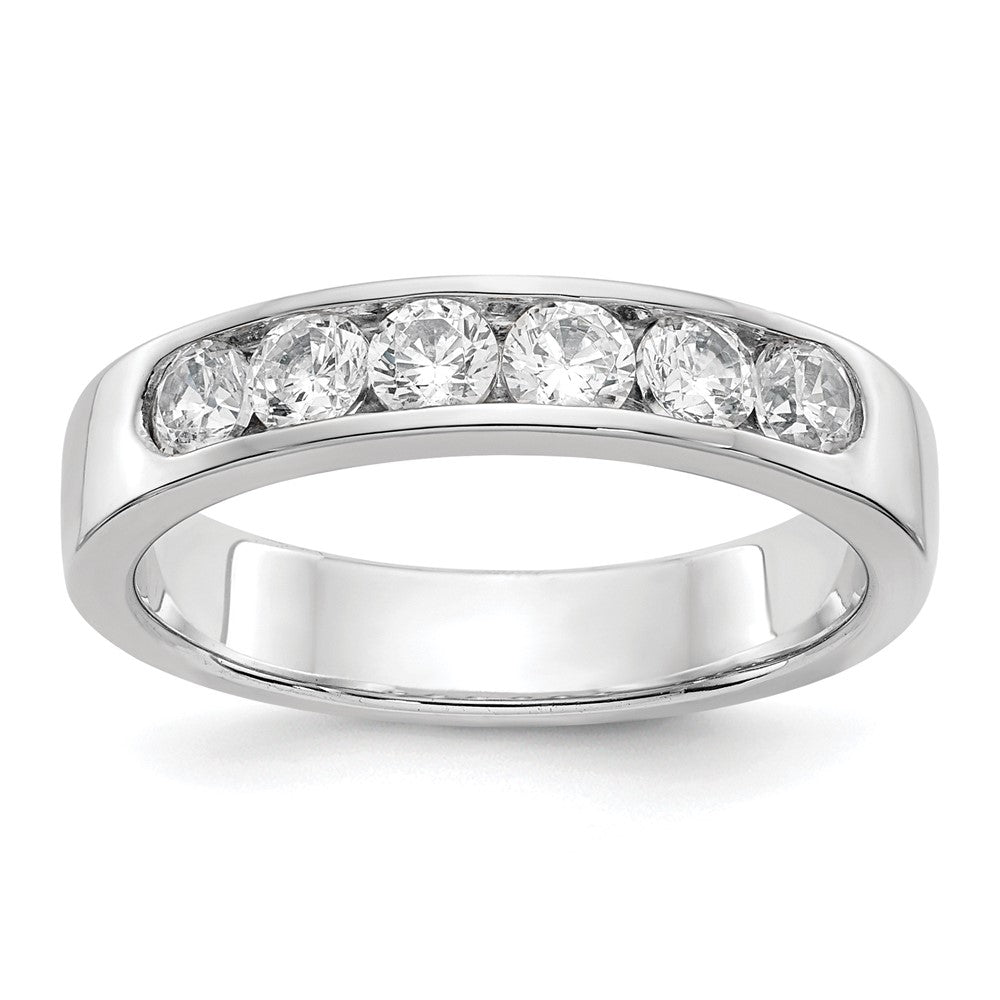 14K Weißgold Ehering mit 6 Diamanten in Kanalfassung