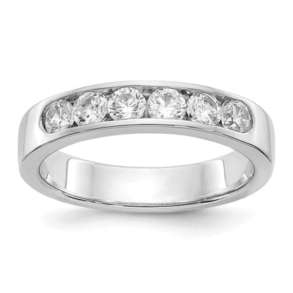 14K Weißgold Ehering mit 6 Diamanten in Kanalfassung