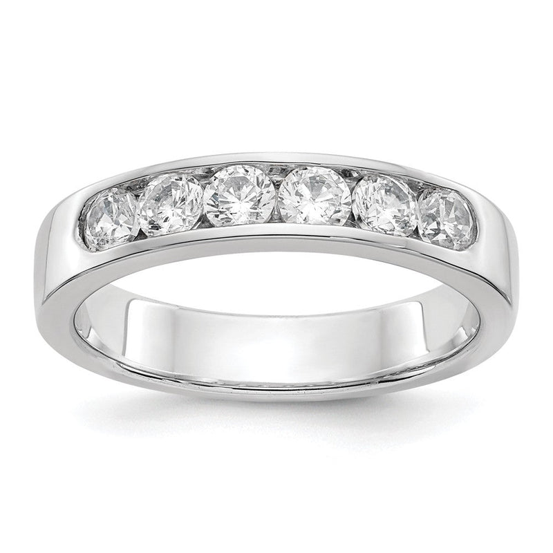 14K Weißgold Ehering mit 6 Diamanten in Kanalfassung