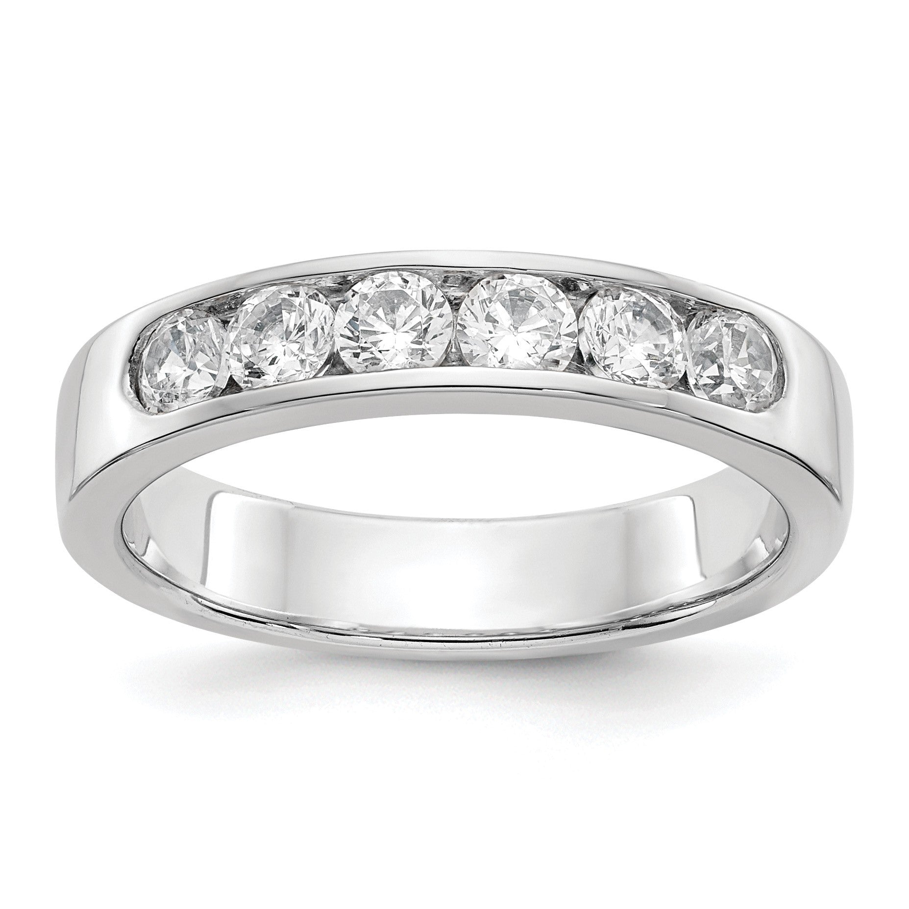 14K Weißgold Ring mit 7 echten Diamanten