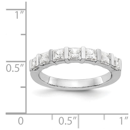 14K Weißgold Diamant-Ehering mit 7 Steinen