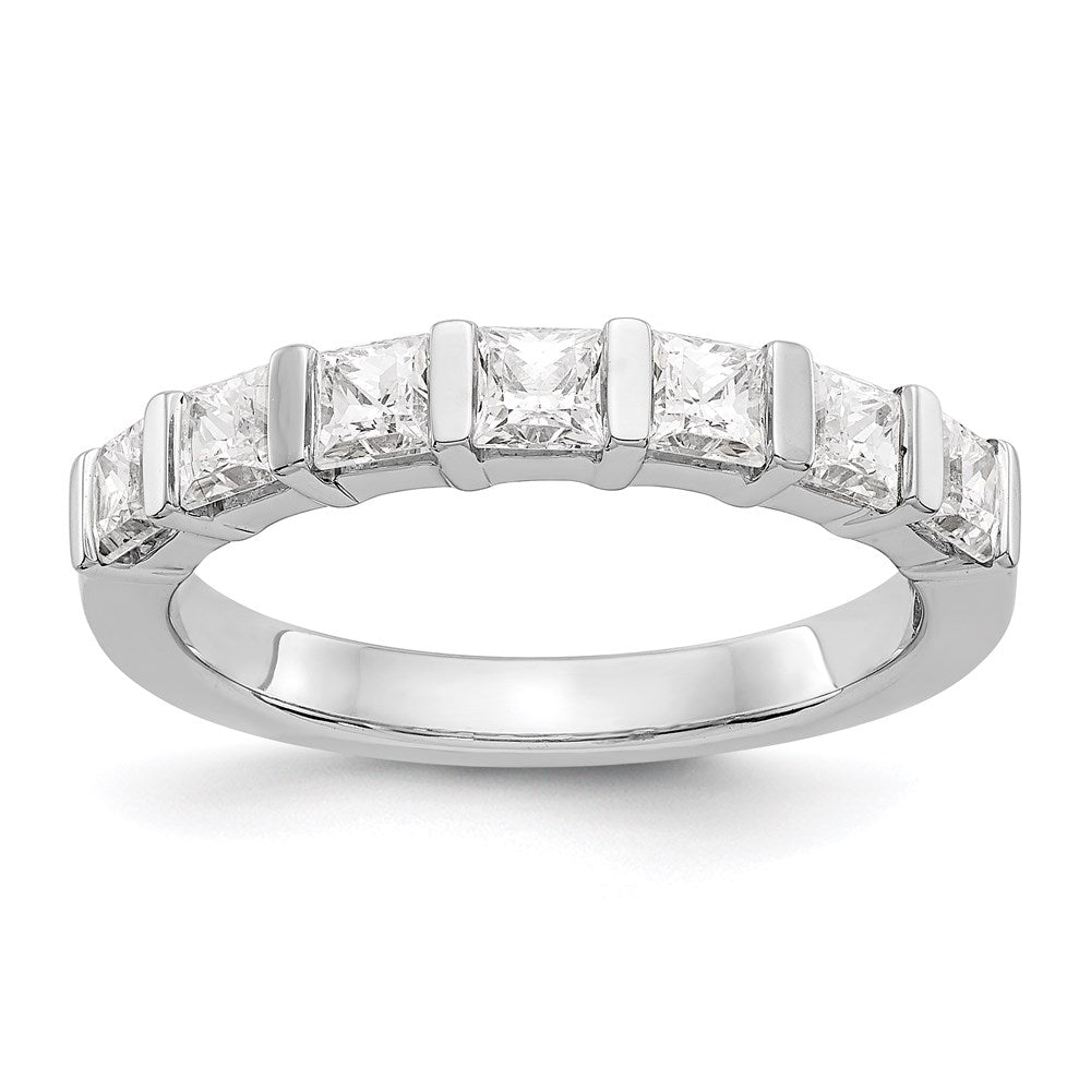 14K Weißgold Ring mit 7 echten Diamanten