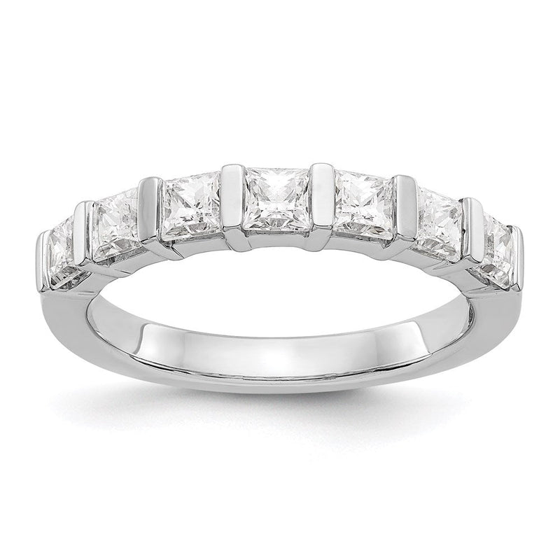 14K Weißgold Diamant-Ehering mit 7 Steinen
