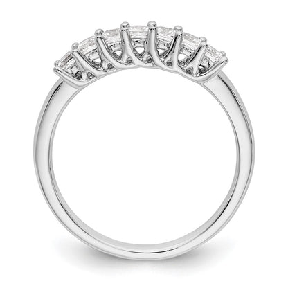14K Weißgold Ring mit 7 echten Diamanten