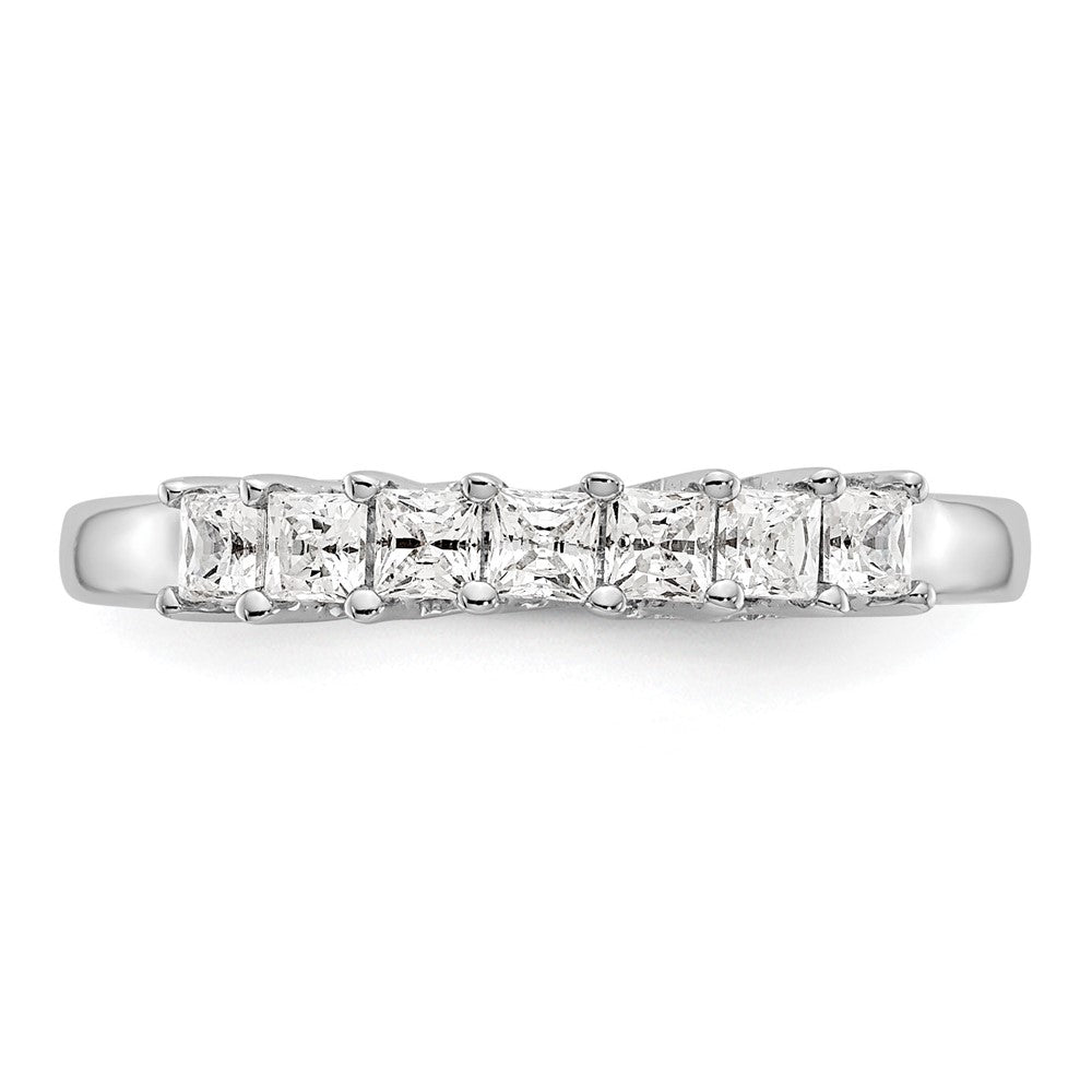 14K Weißgold Ring mit 7 echten Diamanten