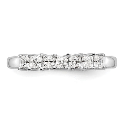 14K Weißgold Ring mit 7 echten Diamanten