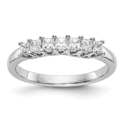 14K Weißgold Ehering mit 7 natürlichen Diamanten, 0,49 ct. Gesamtgewicht