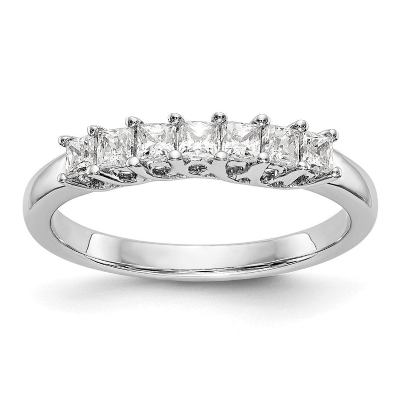 14K Weißgold Ehering mit 7 natürlichen Diamanten, 0,49 ct. Gesamtgewicht