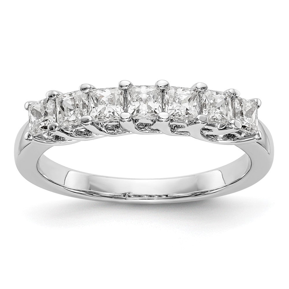 14K Weißgold Ring mit 7 Steinen echten Diamanten