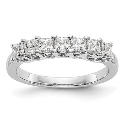 14K Weißgold Ring mit 7 Steinen echten Diamanten