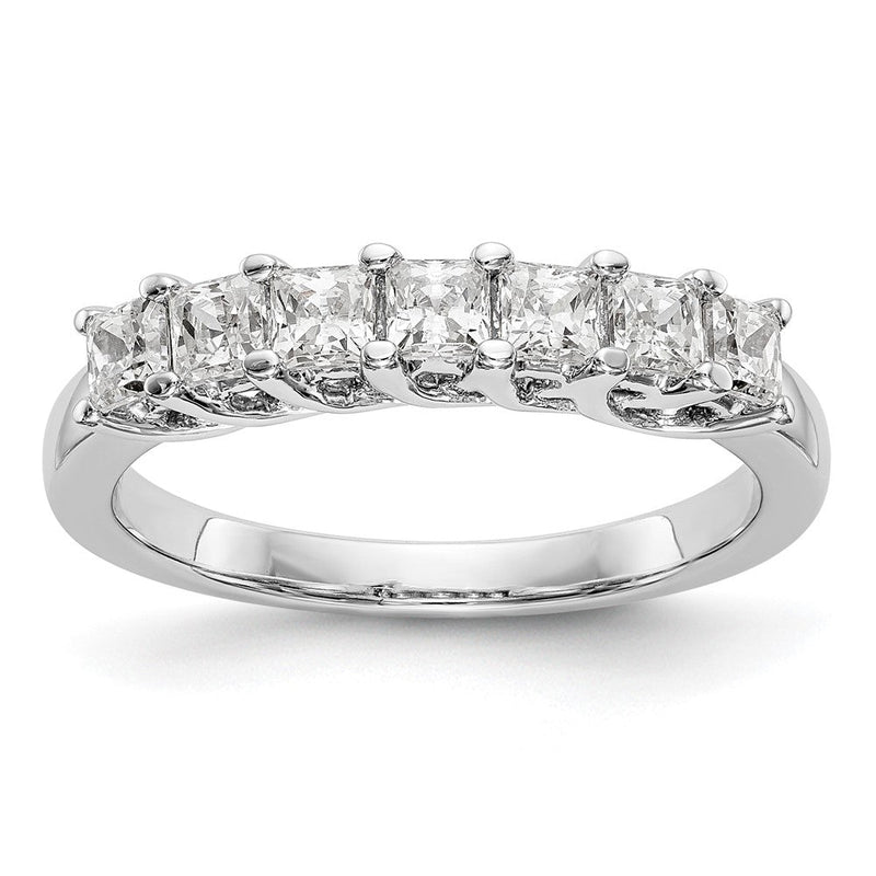 14K Weißgold Ehering mit 7 natürlichen Diamanten