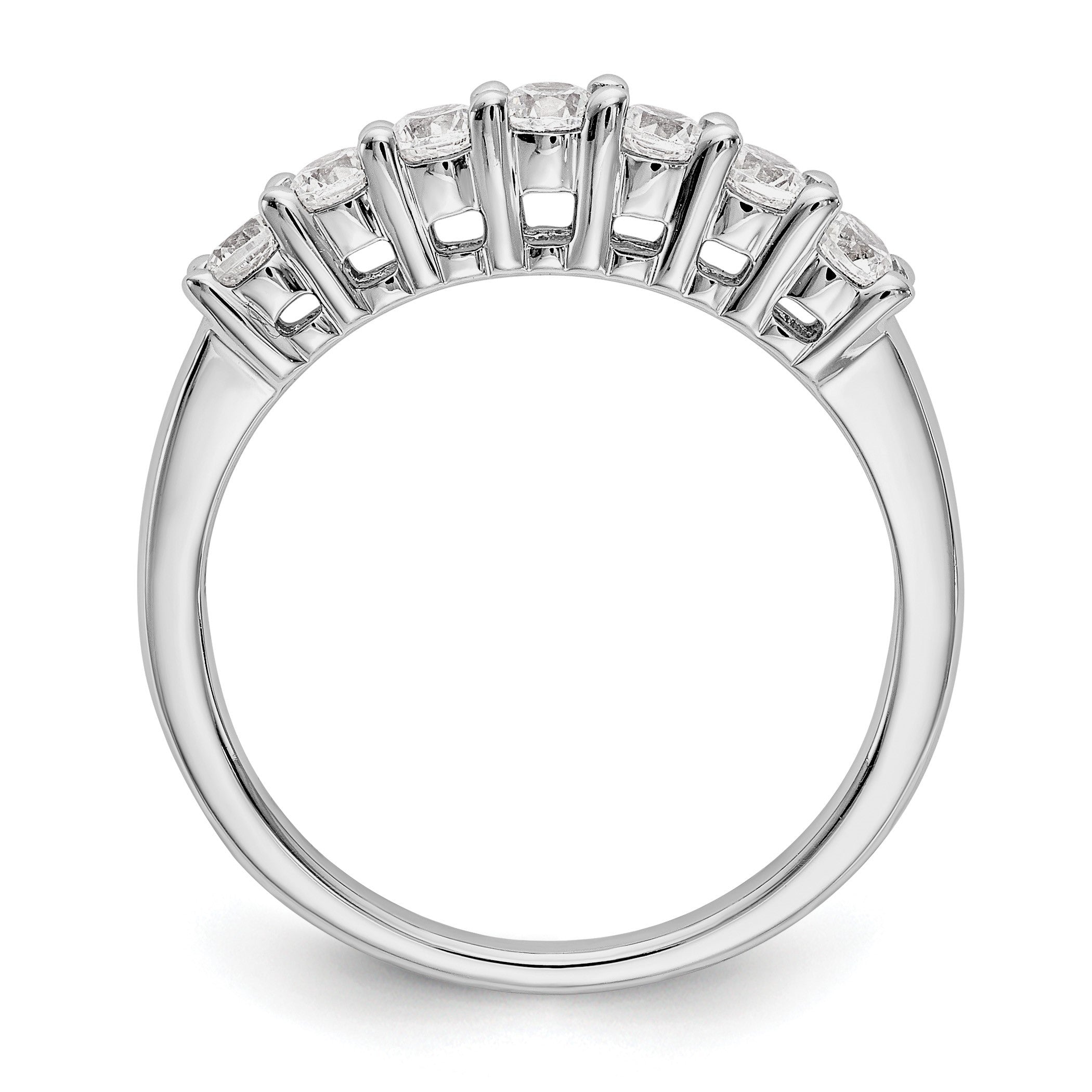 14K Weißgold Ring mit 7 Steinen, gemeinsamer Krappenfassung, 0,5K kompletten Diamanten im Rundschliff