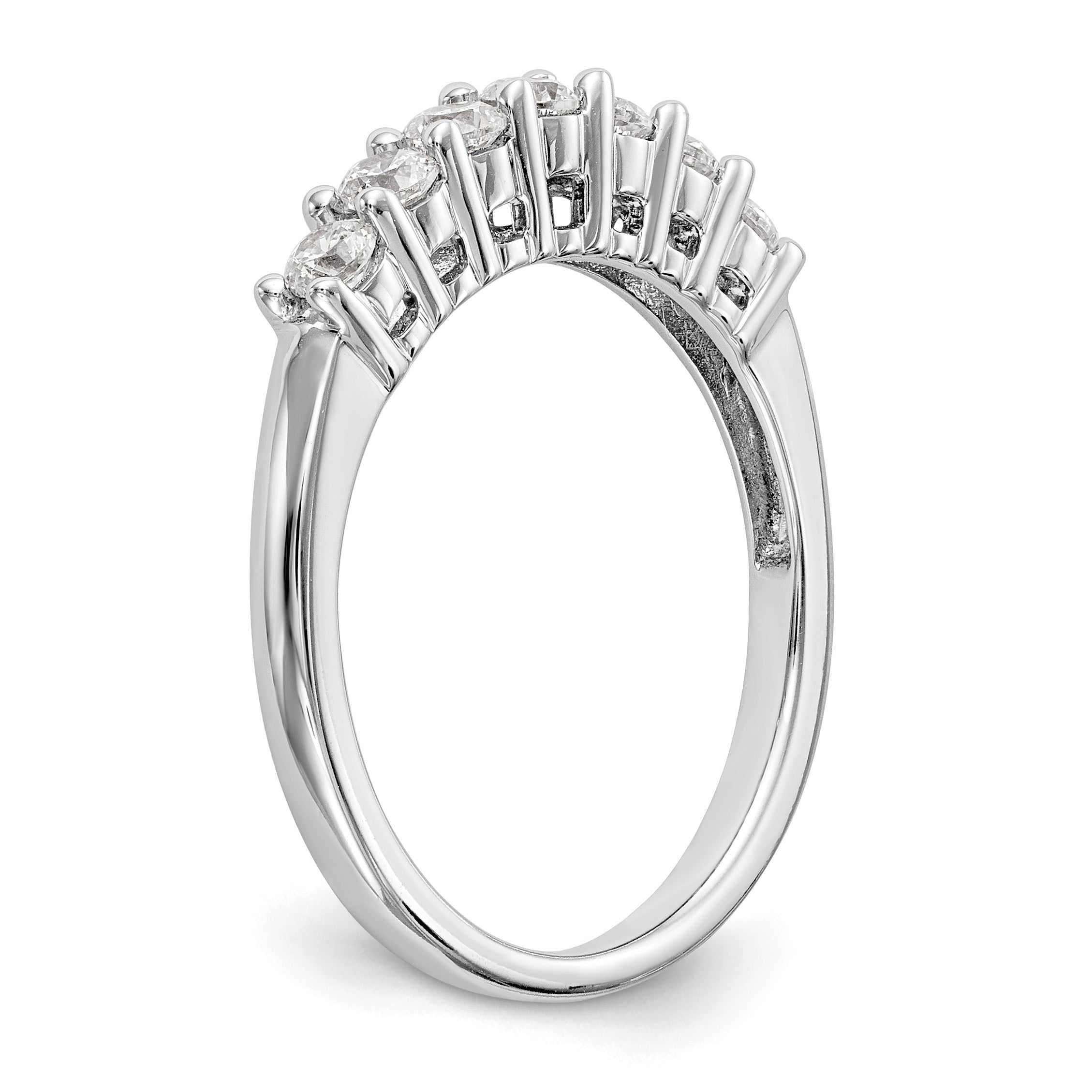 14K Weißgold Ring mit 7 Steinen, gemeinsamer Krappenfassung, 0,5K kompletten Diamanten im Rundschliff