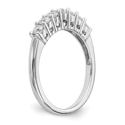 14K Weißgold Ring mit 7 Steinen, gemeinsamer Krappenfassung, 0,5K kompletten Diamanten im Rundschliff