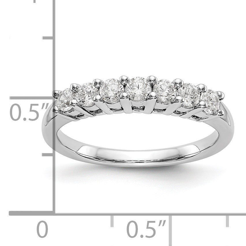 14K Weißgold Ring mit 7 Steinen, gemeinsamer Krappenfassung, 0,5K kompletten Diamanten im Rundschliff