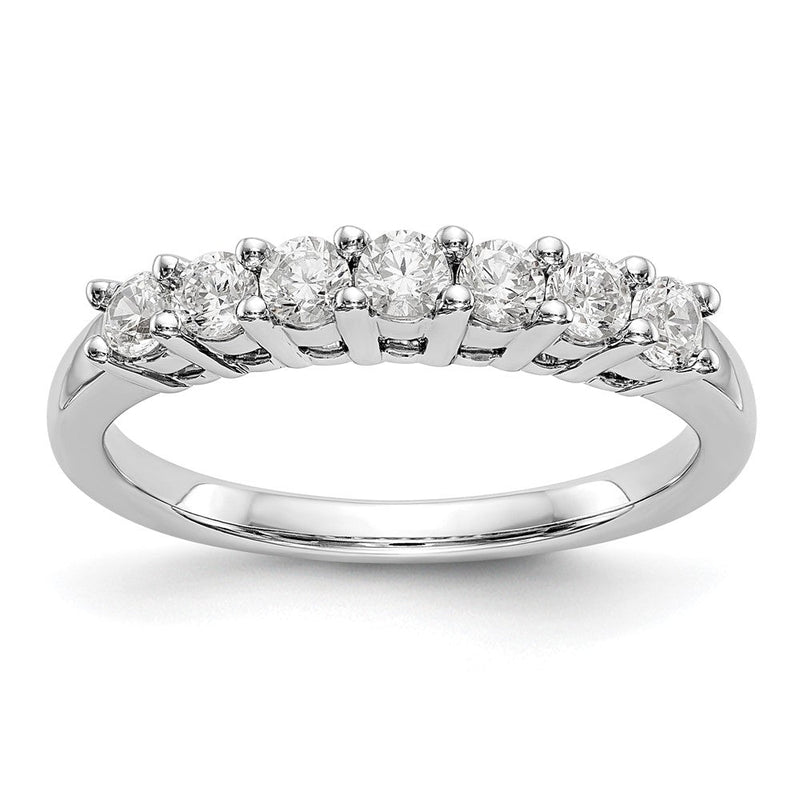 14K Weißgold Ehering mit 7 natürlichen Diamanten (0,49 ct. Gesamtgewicht)