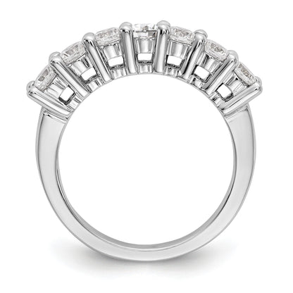 14K Weißgold Ring mit Krappenfassung, 7 Steinen und 1K rundem Diamanten (komplett)