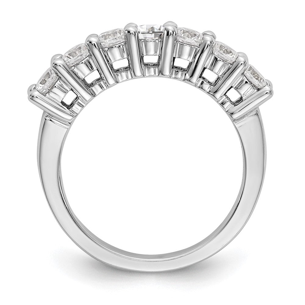 14K Weißgold Ring mit Krappenfassung, 7 Steinen und 1K rundem Diamanten (komplett)