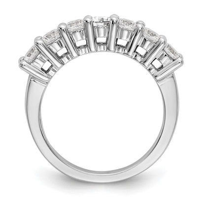 14K Weißgold Ring mit Krappenfassung, 7 Steinen und 1K rundem Diamanten (komplett)