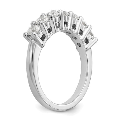 14K Weißgold Ring mit Krappenfassung, 7 Steinen und 1K rundem Diamanten (komplett)