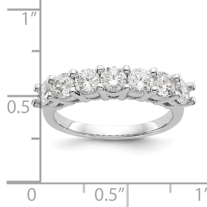 14K Weißgold Ring mit Krappenfassung, 7 Steinen und 1K rundem Diamanten (komplett)