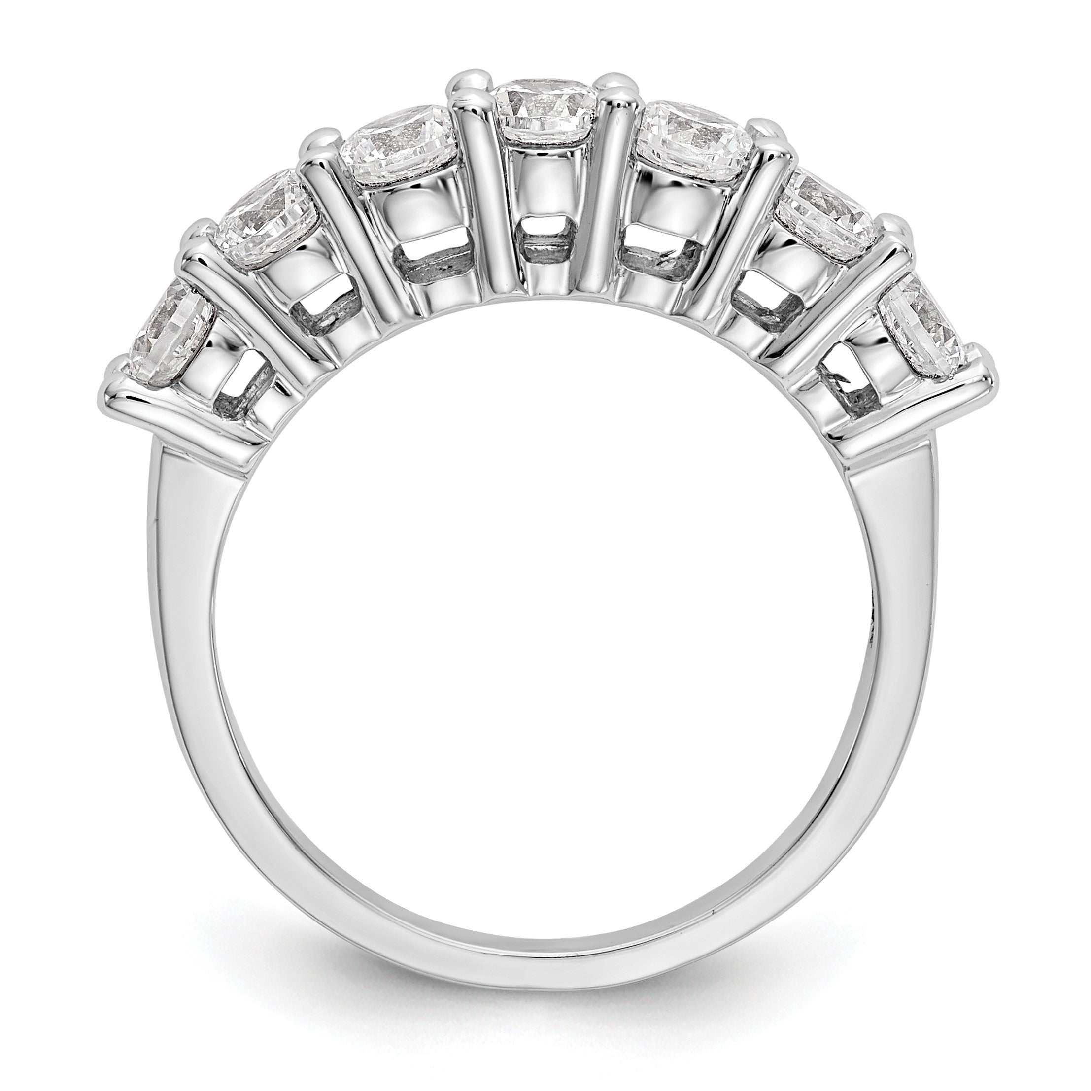 14K Weißgold Ring mit 7 Diamanten in Krappenfassung, 1,4K Diamant im Rundschliff